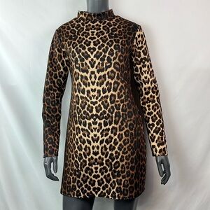 Cheetah long sleeve high collar dress size 14.
